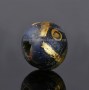 Ancient Roman mosaic glass eye bead with gold foil crossed trails